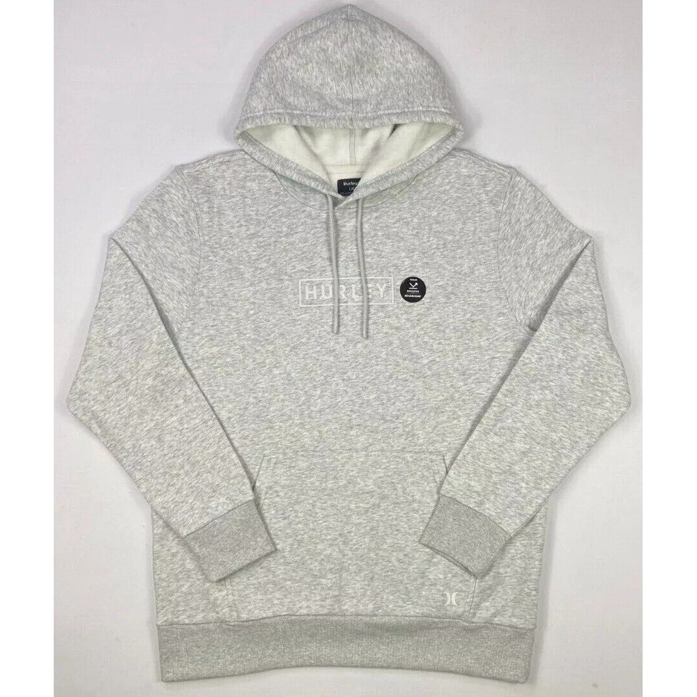 Hurley Reflective Boxed Logo Fleece Pullover Hoodie Hoody Heather Gray Size M